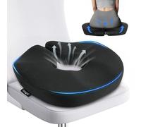 Feagar Cojin Coxis Hemorroides de Espuma Memoria, Cojin Silla Oficina y Coche Conductor Antiescaras con Aro Ajustable, Aliviar Presión de Coxis y Ciática, Negro