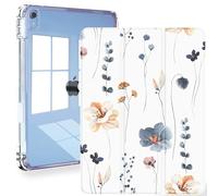 Feams Funda para iPad A16 11.ª Generación 11 Pulgadas 2025 iPad 10.9 Pulgadas 2022 Funda Delgada Parte Trasera Transparente Estuche Lápiz Modo de Reposo Automático Flores Simple