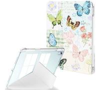 Feams Funda para iPad Air de 11 pulgadas M3 2025 / M2 2024, iPad Air de 5ª/4ª generación 2022/2020 de 10.9 pulgadas, parte trasera transparente con soporte para lápices en modo vertical horizontal