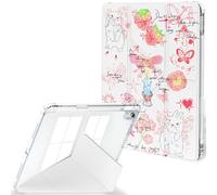 Feams Funda para iPad Air de 11 pulgadas M3 2025 / M2 2024, iPad Air de 5ª/4ª generación 2022/2020 de 10.9 pulgadas, parte trasera transparente con soporte para lápices en modo vertical horizontal