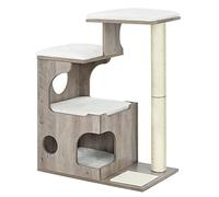 Feandrea Árbol de Gatos, Tablero de aglomerado de 86 cm de Altura, con Poste de Sisal, Plataforma, Cubierta de Piel Sintética Lavable, Greige Melange PCT070G01