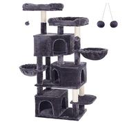FEANDREA Árbol Grande para Gatos con 3 Cuevas, Torre de 164 cm, Gris Ahumado, PCT98G