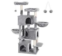 FEANDREA Árbol Grande para Gatos con 3 Cuevas, Torre para Gatos de 164 cm, Gris Claro PCT98W
