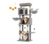 Feandrea Árbol Grande para Gatos, Torre para Arañar de 175 cm de Altura, Multinivel con 2 Cuevas, 2 Cestas, 5 Rascadores, Alfombra, Plataforma, Hamaca, Gris Paloma PCT182G01