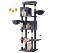 Feandrea Árbol Grande para Gatos, Torre para Arañar de 190,7 cm de Altura, Multinivel con 2 Cuevas, 2 Cestas, 5 Rascadores, Alfombra, Plataforma, Hamaca, Gris Oscuro PCT183G02