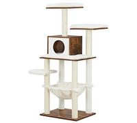 Feandrea Árbol para Gatos, 138 cm, Condominio, con Hamaca, Felpa Suave | Torre Moderno de Gatos, de Varios Niveles, con Postes de Rascado, Cojines Lavables, Marrón Rústico, Colección CAEN PCT164X01