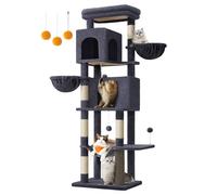Feandrea Árbol para Gatos, 174 cm, Multinivel, 2 Cuevas, Gris Oscuro | 2 Cestas, 5 Rascadores, Cepillo de auto-aseo, Plataforma, Hamaca, Gris Oscuro, Colección CLAWFY PCT182G02