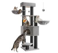 Feandrea Árbol para Gatos Grande y Estable, Cueva, 50 x 50 x 160 cm | Torre para Gatos Grandes, Cuerda de Sisal, con Almohadillas Autocalentables, Solapas, Colección CLAWFY PCT003W01