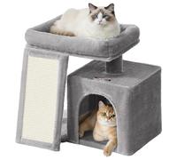 Feandrea Árbol para Gatos Pequeño, Torre con Casita, Gris Paloma | Rampa Rascadora, Gran Plataforma, Cueva, Gris Paloma, Colección CLAWFY PCT010GD01