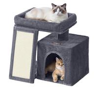 Feandrea Árbol para Gatos Pequeño, Torre con Casita, Rampa Rascadora, Gran Plataforma, Cueva, Alto 44,6 cm, Gris Oscuro PCT010GS01