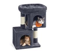 Feandrea Árbol para Gatos, Torre de Juegos 67 cm, S, Casa para Gatos de hasta 3 kg, Plataforma Grande, 2 Cuevas, Rascador, Gris Ahumado PCT611G01