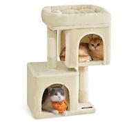 Feandrea Árbol para Gatos, Torre de Juegos 67 cm, S, Casa para Gatos de hasta 3 kg, Plataforma Grande, 2 Cuevas, Rascador, Beige PCT611M01
