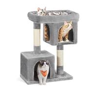 Feandrea Árbol para Gatos, Torre de Juegos 84 cm, L, Casa para Gatos de hasta 7 kg, Plataforma Grande, 2 Cuevas, Rascador, Gris Claro PCT61W