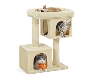 Feandrea Árbol para Gatos, Torre de Juegos 84 cm, L, Casa para Gatos de hasta 7 kg, Plataforma Grande, 2 Cuevas, Rascador, Beige PCT61M