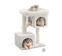 Feandrea Árbol para Gatos, Torre para Gatos de 84 cm, L, para Gatos Grandes de hasta 7 kg, Plataforma Grande para Gatos, 2 Cuevas para Gatos, Rascador, Blanco Crema PCT061T01