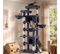 Feandrea Árbol para Gatos XXL, Torre con Postes de Sisal, Rascador para Varios Gatos Grandes, 7 Áreas de Descanso, 55 x 45 x 205 cm, Gris Oscuro, Colección Clawfy PCT021G201