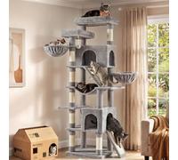 Feandrea Árbol para Gatos XXL, Torre con Postes de Sisal, Rascador para Varios Gatos Grandes, 7 Áreas de Descanso, 55 x 45 x 205 cm, Gris Claro, Colección Clawfy PCT021G101