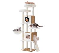 Feandrea Árbol Rascador para Gatos, 6 Niveles, 2 Cuevas, 171 cm | Juegos para Gatos, Casita Gato, 48 x 40 x 171 cm, Poste de Sisal, Marrón Miel, Colección Caen PCT305W201