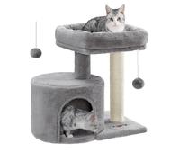 Feandrea Árbol rascador pequeño para gatos con tronco de sisal, con plataforma acolchada, para gatitos, color gris claro PCT50W