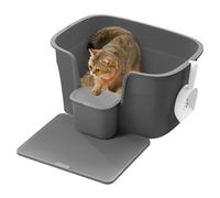 Feandrea Arena Gato, Pala, para Gatos Grandes, Gris Pizarra | Extra Gran Arenero para Gatos Grandes, Incluye Tabla Recogedora, Pala, Gris Pizarra, Colección BOXAL PPT003G02