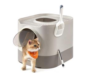 Feandrea Arenero Cerrado para Gatos, Caja de Arena, XXL, con Tapa, Bandeja Extraíble, Recogedor, Cepillo, Gatos de Varios Tamaños, Menos Rastro, Color Avena y Gris Cálido PPT002G01