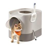 Feandrea Arenero Cerrado para Gatos, Caja de Arena, XXL, con Tapa, Bandeja Extraíble, Recogedor, Cepillo, Gatos de Varios Tamaños, Menos Rastro, Color Avena y Gris Cálido PPT002G01