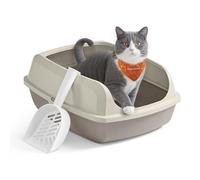 Feandrea Arenero Gato, Bordes Altos, Abierto, XL | Accesorios Para Gatos, 50,5 x 37,5 x 19,5 cm, Entrada Baja, Fácil Limpieza, Beige Capuchino, Colección Boxal, PPT009LH01