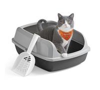Feandrea Arenero Gato, Bordes Altos, Abierto, XL | Accesorios Para Gatos, 50,5 x 37,5 x 19,5 cm, Entrada Baja, Fácil Limpieza, Gris Pizarra, Colección Boxal, PPT009GN01