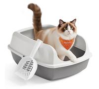 Feandrea Arenero Gato, Caja Arenero con Bordes Altos, Tamaño XXL, Abierta, Pala