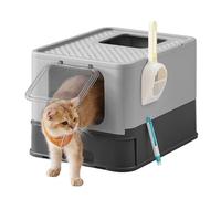 Feandrea Arenero para Gatos, Caja Arena con Bandeja Extraíble, Pala, Cepillo, Espacioso para Gatos Grandes, Carga de 15 kg, Antifiltración, Antiescapes, Gris Ahumado y Gris Paloma PPT001B01