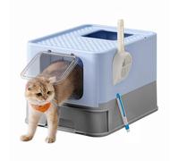 Feandrea Arenero para Gatos, Caja Arena con Bandeja Extraíble, Pala, Cepillo, Espacioso para Gatos Grandes, Carga de 15 kg, Antifiltración, Antiescapes, Azul Pálido y Gris Paloma PPT001Q01