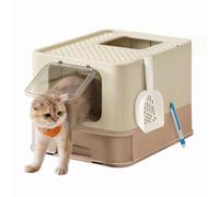 Feandrea Arenero para Gatos, Caja Arena con Bandeja Extraíble, Pala, Cepillo, Espacioso para Gatos Grandes, Carga de 15 kg, Antifiltración, Antiescapes, Beige Arena y Marrón Caramelo PPT001LJ02