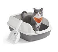 Feandrea Caja Arenero con Bordes Altos, Tamaño XL, Abierta, con Pala, para Gatitos y Gatos Grandes, Blanco Nube PPT009W101