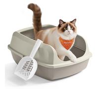 Feandrea Caja Arenero con Bordes Altos, Tamaño XXL, Abierta, con Pala, para Gatitos y Gatos Grandes, Beige Capuchino PPT010LH01