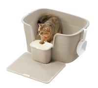 Feandrea Caja de Arena para Gatos Grandes, Extra Gran Arenero para Hogar con Varios Gatos, Incluye Tabla Recogedora, Pala, Beige Capuchino PPT003K01