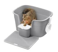 Feandrea Caja de Arena para Gatos Grandes, Extra Gran Arenero para Hogar con Varios Gatos, Incluye Tabla Recogedora, Pala, Gris Paloma PPT003G01