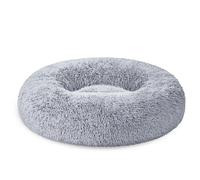 FEANDREA Cama de Perros, Cama para Mascotas, Cojín Central Extraíble y Lavable, Alfombra de Felpa Suave y Mullida, 80 cm de Diámetro, Gris Ombré/Gris Oscuro