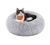 Feandrea Cama de Perros, Cama para Perros, Cojín Central Extraíble y Lavable, Alfombra de Felpa Suave y Mullida, 40 cm de Diámetro, Gris Ombré PGW036G01