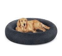 Feandrea Cama de Perros, Cama para Perros, Cojín Central Extraíble y Lavable, Alfombra de Felpa Suave y Mullida, 120 cm de Diámetro, Gris Oscuro PGW043G02