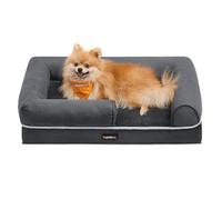 Feandrea Cama Ortopédica para Perros, Sofá, Cama para Mascotas, Acolchado Suave, Bordes Elevados, Funda Extraíble y Lavable, 76 x 51 x 18 cm, Antideslizante, Gris Oscuro PGW074G01