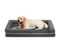 Feandrea Cama Ortopédica para Perros, Sofá, Cama para Mascotas, Acolchado Suave, Bordes Elevados, Funda Extraíble y Lavable, 135 x 107 x 25 cm, Antideslizante, Gris Osucro PGW079G01