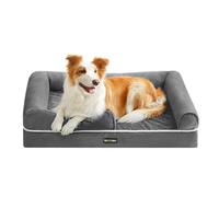 Feandrea Cama Ortopédica para Perros, Sofá, Cama para Mascotas, Acolchado Suave, Bordes Elevados, Funda Extraíble y Lavable, 91 x 71 x 20 cm, Antideslizante, Gris Claro PGW076G02