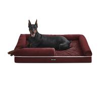 Feandrea Cama Ortopédica para Perros, Sofá, Cama para Mascotas, Acolchado Suave, Bordes Elevados, Funda Extraíble y Lavable, 120 x 85 x 20 cm, Antideslizante, Rojo Baya PGW078R01