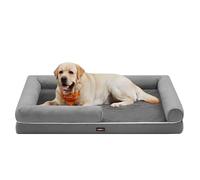 Feandrea Cama Ortopédica para Perros, Sofá, Cama para Mascotas, Acolchado Suave, Bordes Elevados, Funda Extraíble y Lavable, 135 x 107 x 25 cm, Antideslizante, Gris Claro PGW079G02