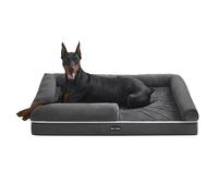 Feandrea Cama Ortopédica para Perros, Sofá, Cama para Mascotas, Acolchado Suave, Bordes Elevados, Funda Extraíble y Lavable, 122 x 85 x 20 cm, Antideslizante, Gris Osucro PGW078G01