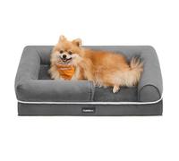 Feandrea Cama Ortopédica para Perros, Sofá, Cama para Mascotas, Acolchado Suave, Bordes Elevados, Funda Extraíble y Lavable, 76 x 51 x 18 cm, Antideslizante, Gris Claro PGW074G02
