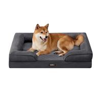 Feandrea Cama para Perro Grande Ortopédica Lavable, 89 x 63 x 16 cm | Sofá Perro de Franela, Funda Extraíble, Colchón Perro Impermeable, Espuma de Soporte, Colección BLOMFY PGW322GN01
