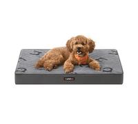 Feandrea Cama para Perros, Cama para Mascotas, Espuma Corrugada Preformada, con Asa, Extraíble, Doble Cara, Impermeable, Talla M, 76 x 51 x 8 cm, Gris Paloma PGW241G01