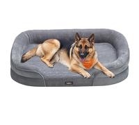 Feandrea Cama para Perros Extra Grandes, 122 x 85 x 18 cm, Ortopédica, Espuma de Nido de Abeja, Forro Repelente al Agua, Bordes Elevados, Funda Extraíble y Lavable, Gris Claro PGW284G01
