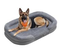Feandrea Cama para Perros Extra Grandes, 122 x 85 x 18 cm, Ortopédica, Espuma de Nido de Abeja, Forro Repelente al Agua, Bordes Elevados, Funda Extraíble y Lavable, Gris Claro PGW284G01
